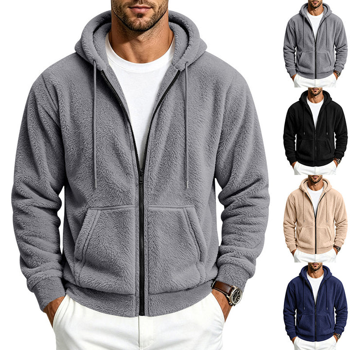 Men's fleece hoodie jacket with teddy lining, full zip and kangaroo pockets Mune Fashion