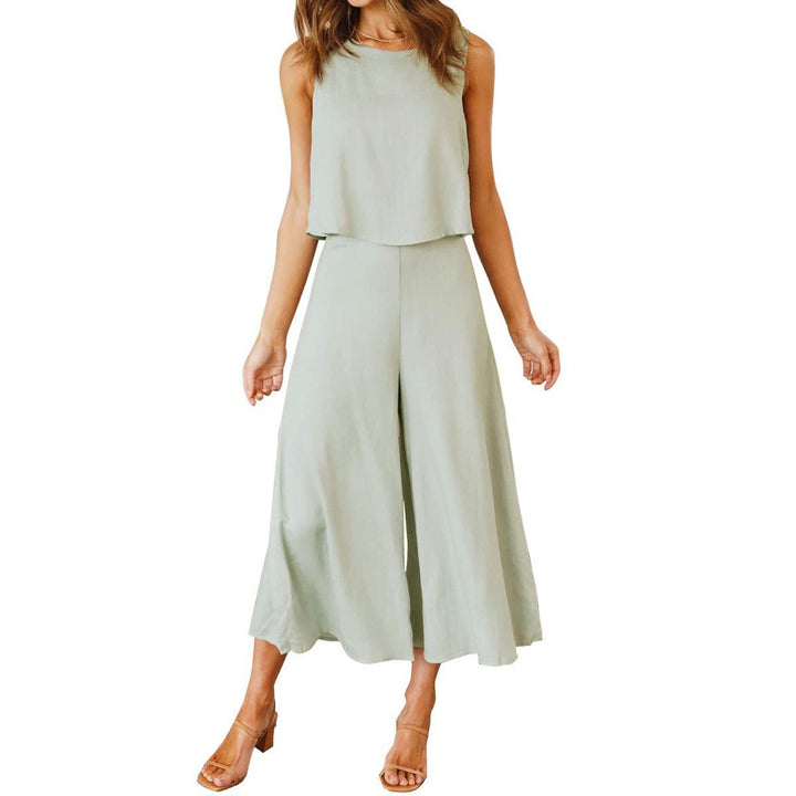Women Airy Jumpsuit with Flowing Leg and Sleeveless Design Mune Fashion