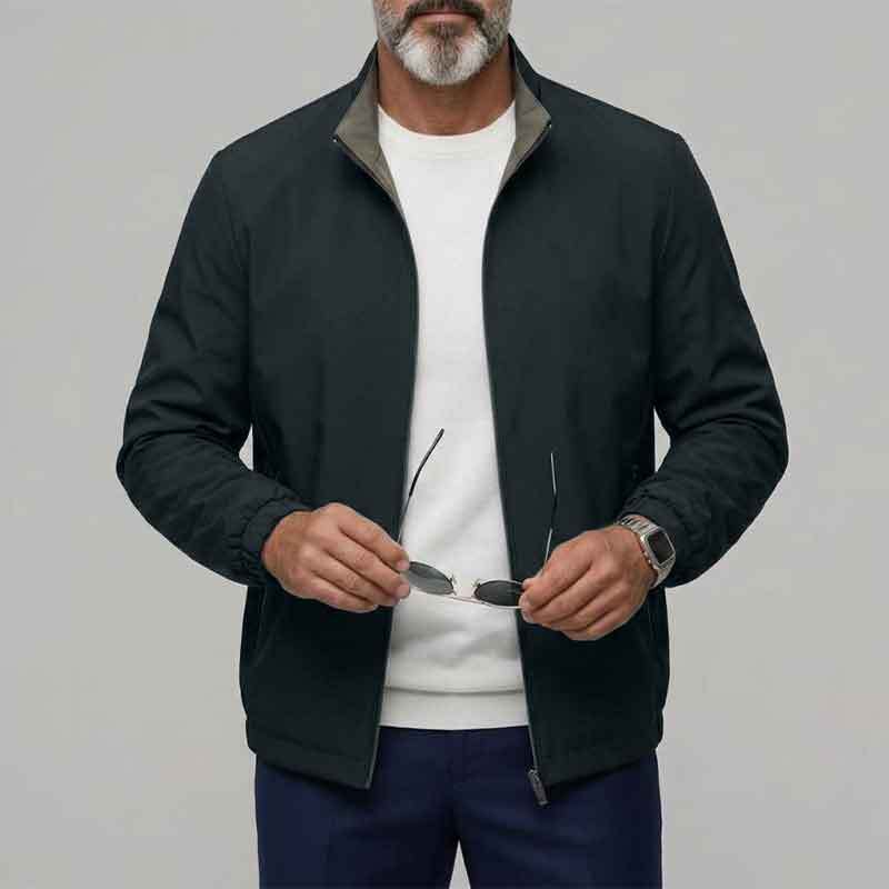 Men's modern transitional jacket with high collar and practical pockets Mune Fashion