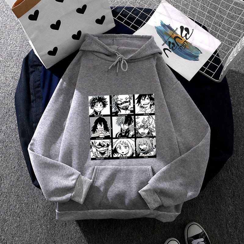 Unisex hoodie with square manga character collage, slightly oversized fit and kangaroo pocket Mune Fashion