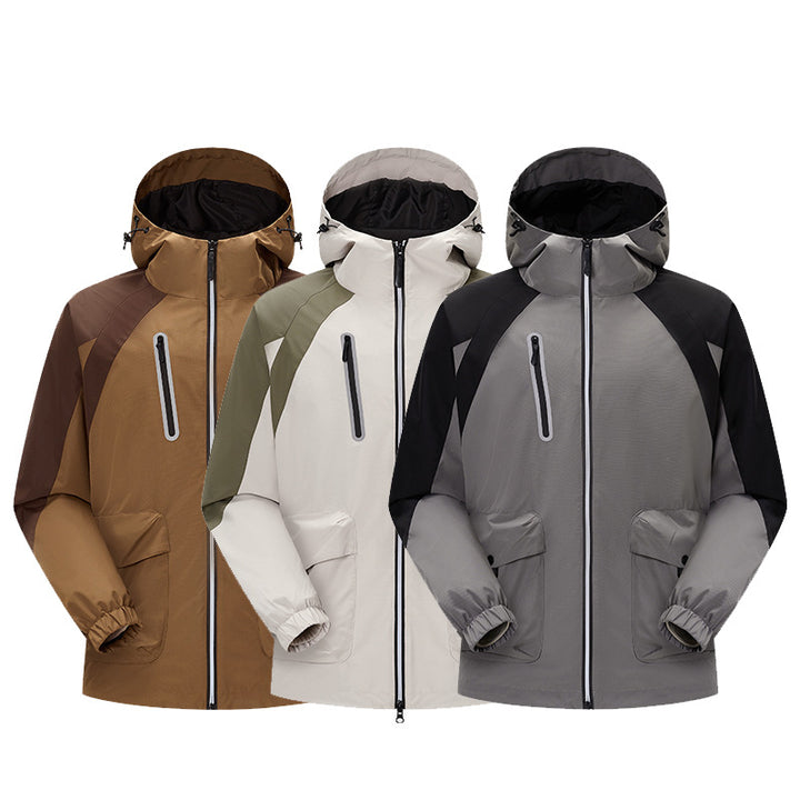 Men's two-layer technical rain jacket with adjustable hood and welded seams Drune