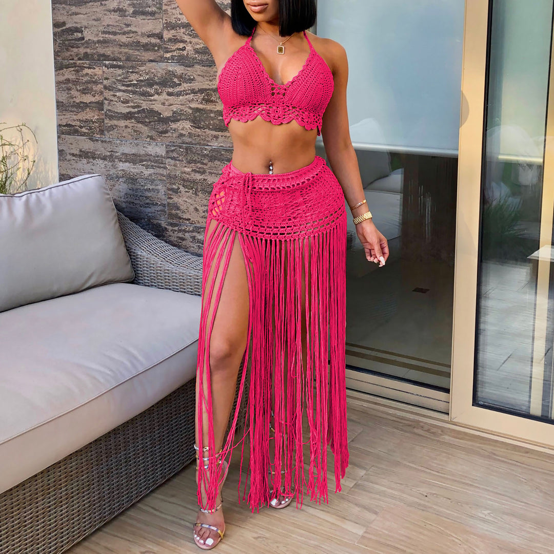 Women's crocheted beach outfit with frayed details Mune Fashion