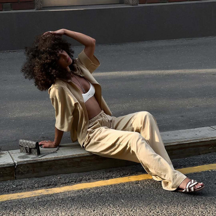 Women's Wide Lounge Pants with Elastic Drawstring Waist and Flowing Palazzo Cut Mune Fashion