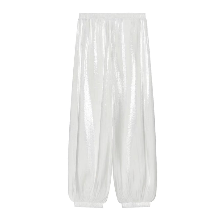 Women's Pleated Shiny High-Waist Palazzo Jogger Mune Fashion