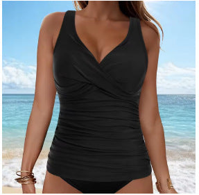 Ladies elegant wrap swim top with ruffles Mune Fashion