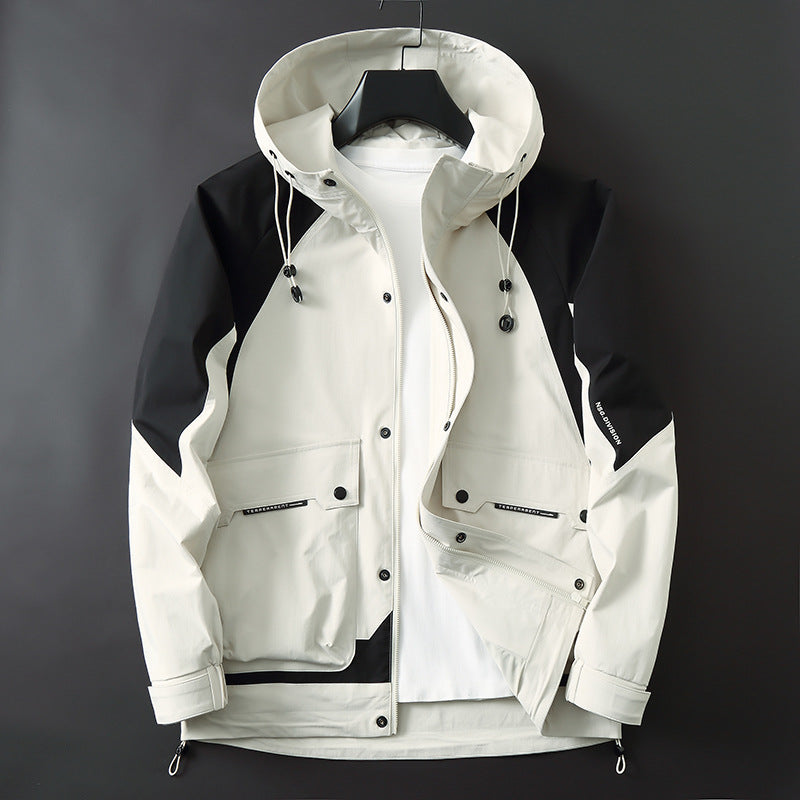 Men's Technical Softshell Parka with Hood, Water-Repellent and Functional Utility Pockets Mune Fashion