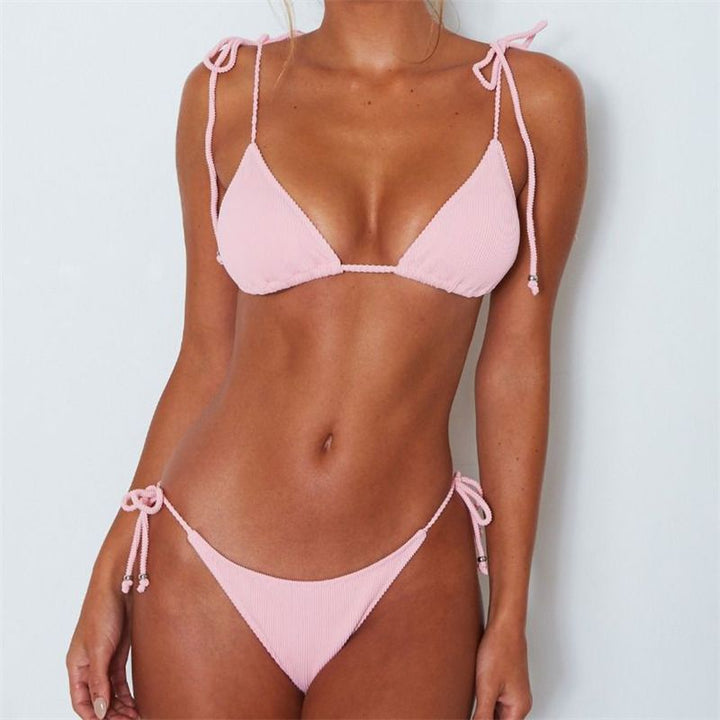 Women's triangle bikini with adjustable drawstrings and high leg cut Mune Fashion
