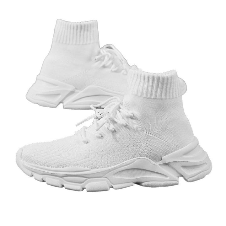 Women’s knitted sock sneakers with high shaft, padded platform sole and elastic lacing system Mune Fashion