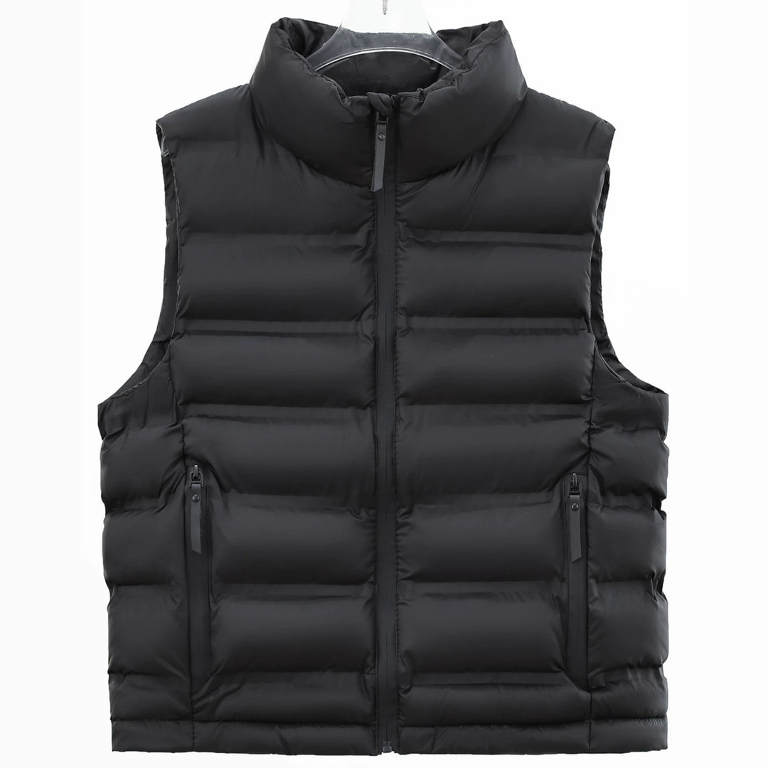 Men's Quilted Down Vest with High Stand Collar and Wind-/Water-Repellent Outer Fabric Mune Fashion
