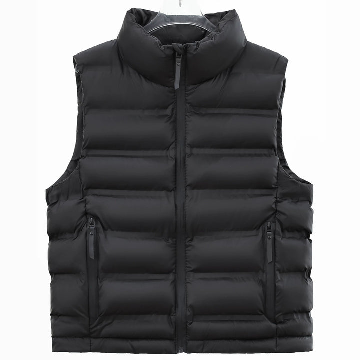 Men's Quilted Down Vest with High Stand Collar and Wind-/Water-Repellent Outer Fabric Mune Fashion