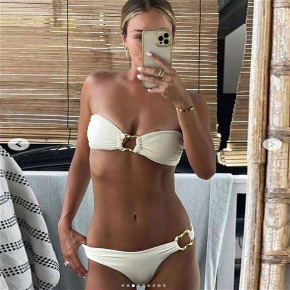 Ladies Luxurious Bandeau Bikini with Decorative Rings Mune Fashion