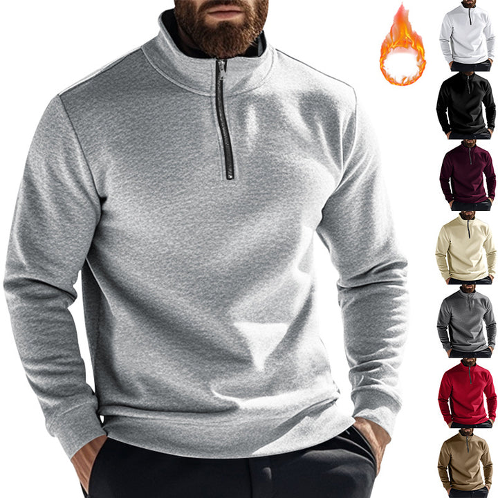 Men's nan thermal half-zip pullover with stand-up collar and warming fleece inner lining Mune Fashion