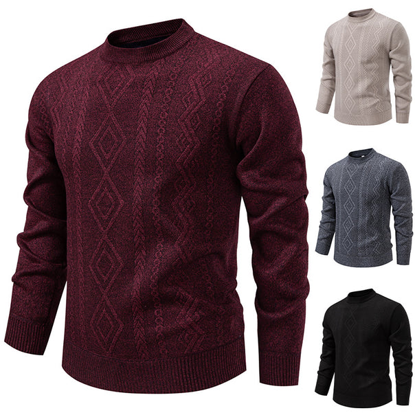 Men's fine knit sweater with diamond jacquard and ribbed hem Mune Fashion