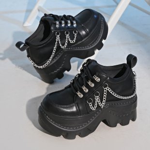 Women's Platform Chunky Sneaker with Metal Chains and Distinctive Profile Sole Mune Fashion