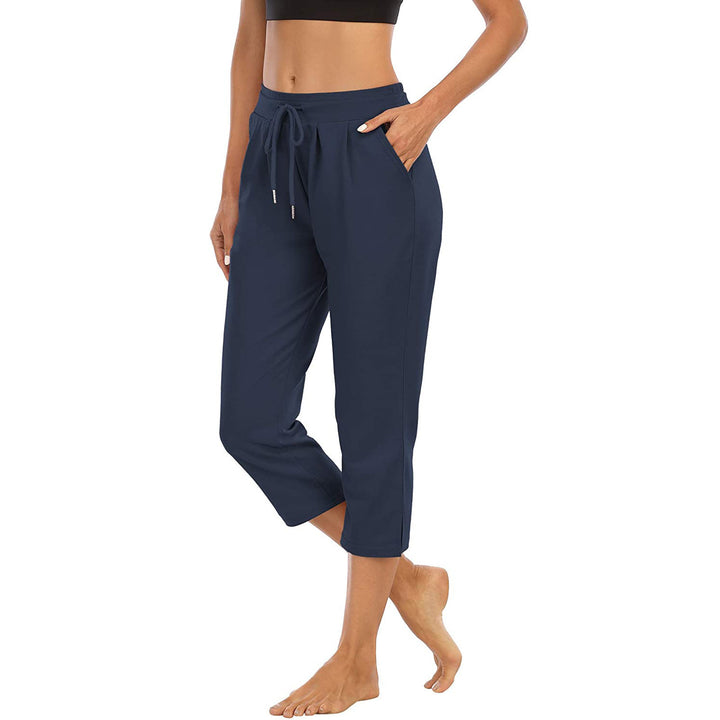 Women's comfortable lounge pants with high waist, drawstring, side pockets, and light stretch. Mune Fashion