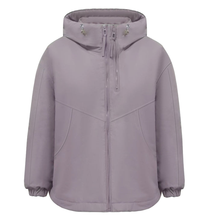 Women Padded Hooded Jacket with Drawstring, Double Front Zipper and Elastic Cuffs Mune Fashion