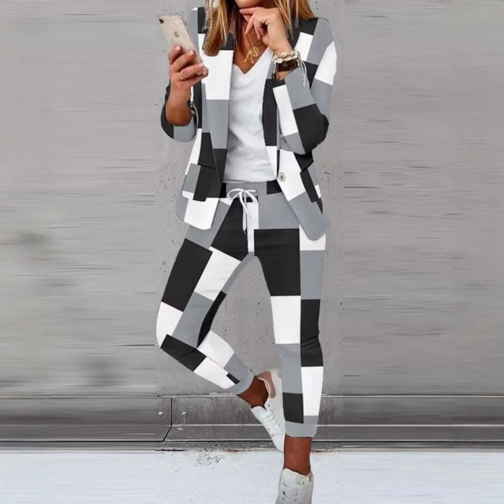 Women's Checked Slim-Fit Jogging Pants with Drawstring and Ankle-Length Cut Mune Fashion