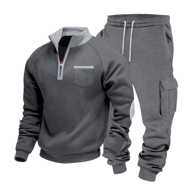 Men's Nano Sweatset with half zipper, chest pocket, and cargo joggers Mune Fashion