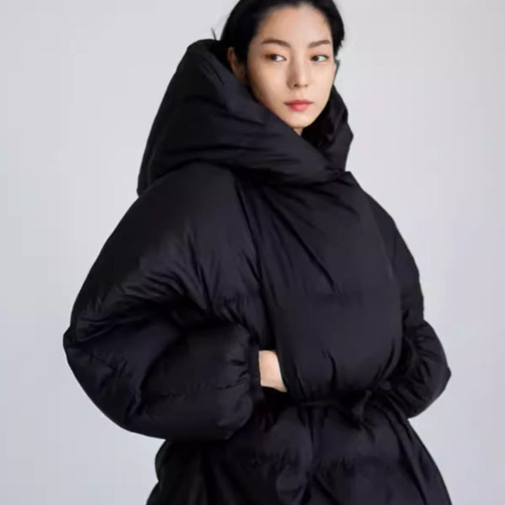 Women's Oversized Puffer Coat in Down Look with Extra Large Hood Mune Fashion