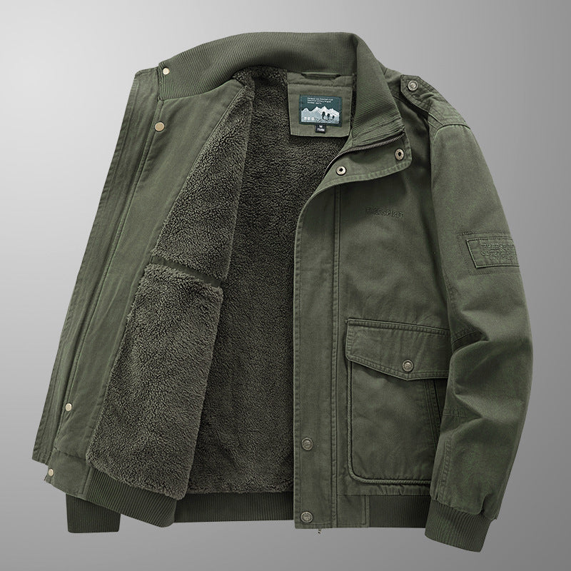 Men's Insulated Field Blouson with Full Teddy Fleece Lining, Concealed Zip Front and Utility Pockets Mune Fashion