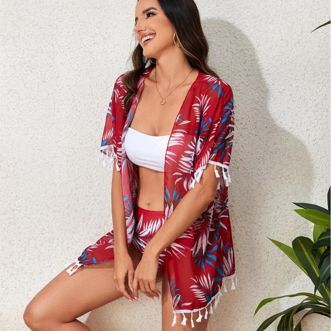Damen Strandkimono mit Fransen Echo Archiv