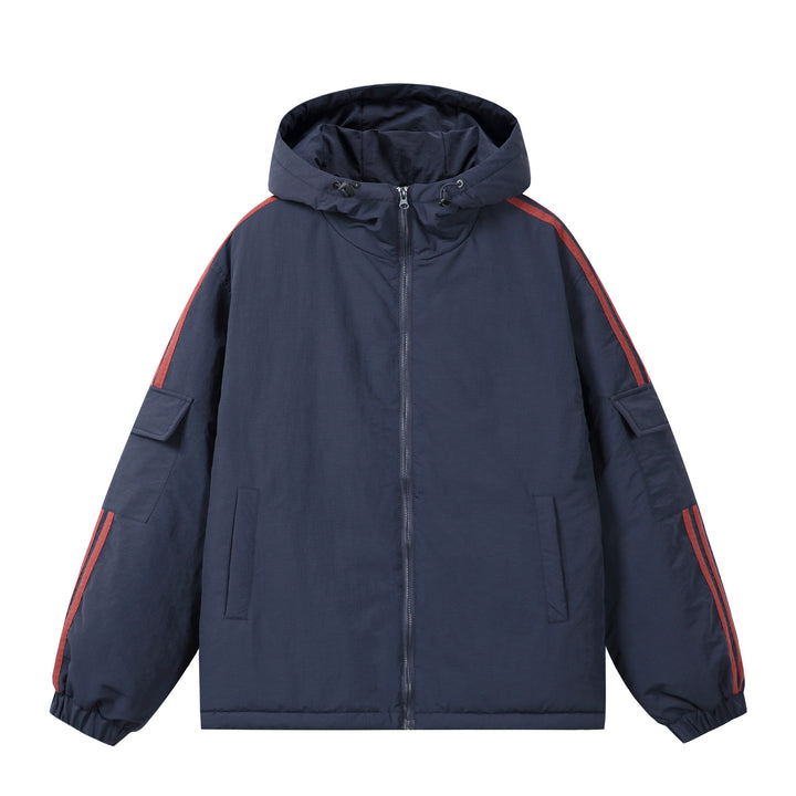 Unisex Short Boxy Padded Hooded Jacket with Sleeve Utility Pocket and Side Insertion Pockets Mune Fashion