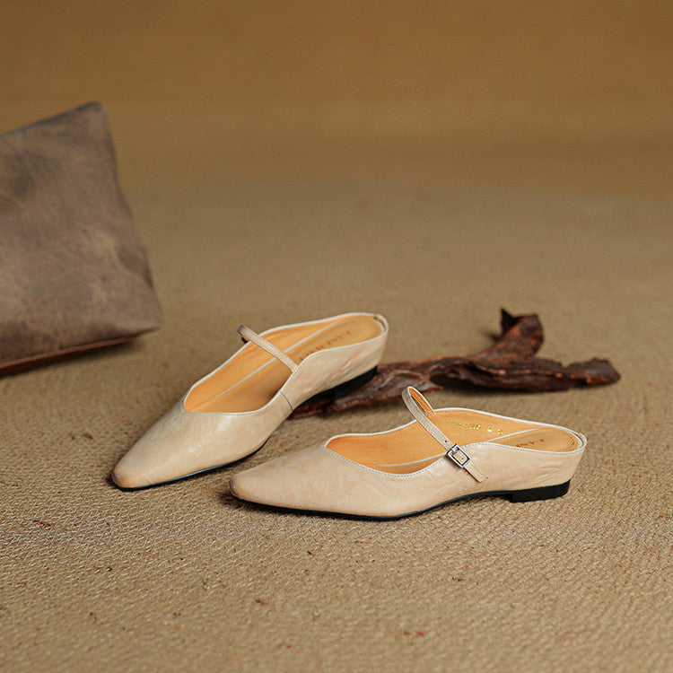 Women Genuine Leather Slip-On Mules