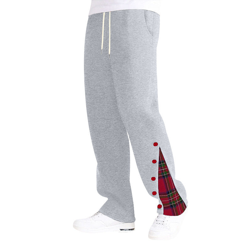 Unisex wide Relax joggers with side snap button placket and checkered insert Mune Fashion