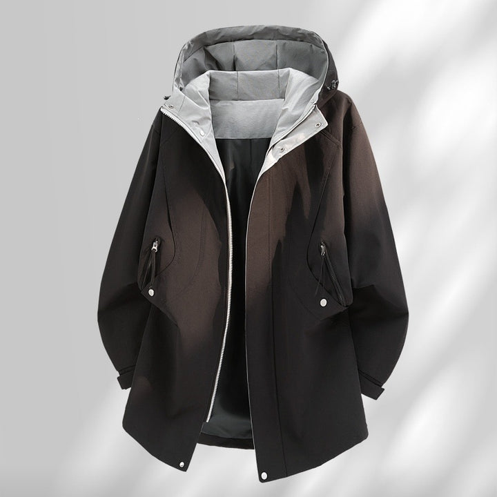Men's Water-Repellent Oversized Utility Transitional Jacket with Hood and Concealed Two-Way Zipper Mune Fashion