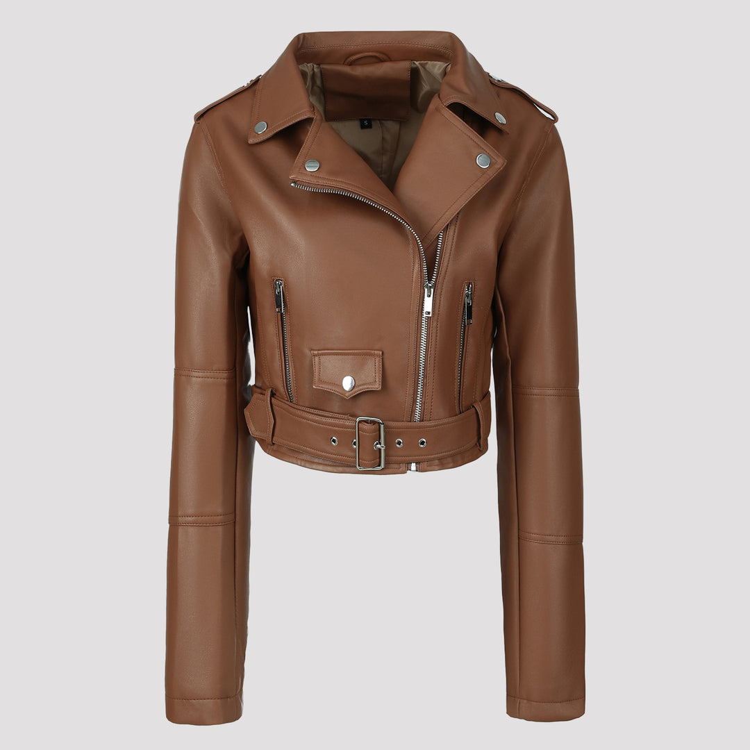 Ladies Stylish Biker Jacket with Belt Mune Fashion