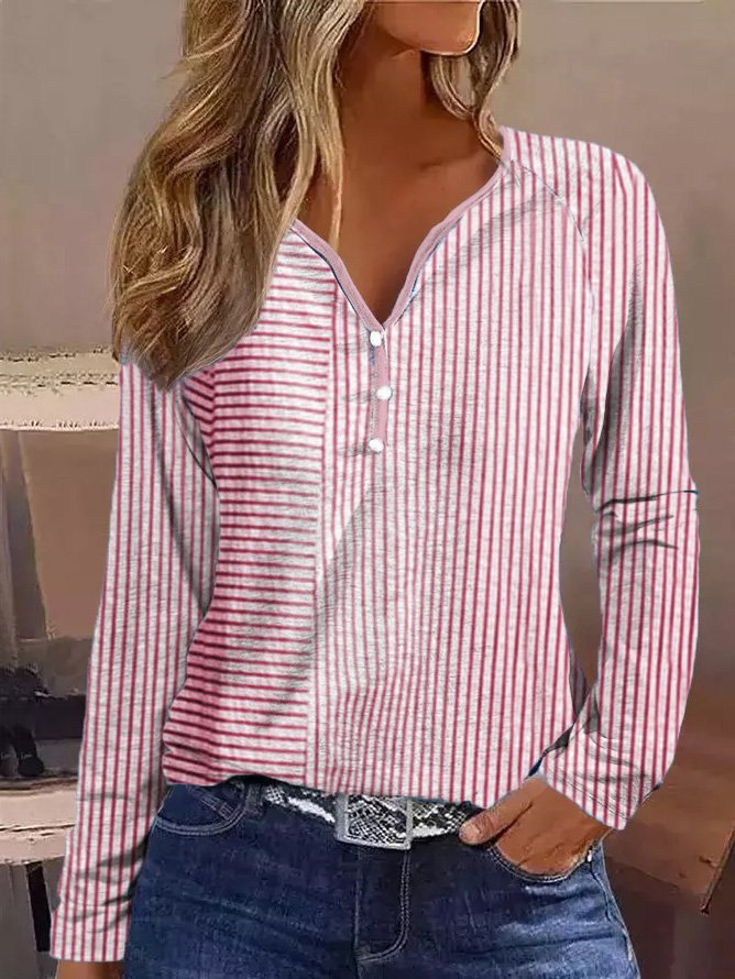 Women's long-sleeve shirt with button placket and intricate striped pattern Mune Fashion