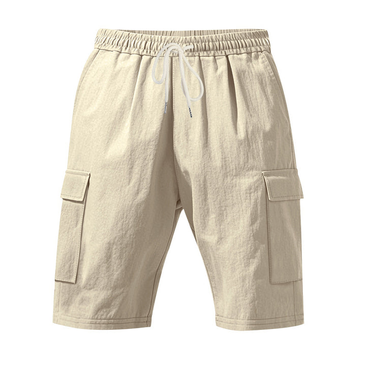 Men's travel and outdoor bermuda shorts with elastic drawstring waistband, security inner pocket and front flap pockets Mune Fashion