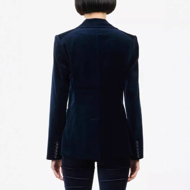 Women velvet blazer with tailored silhouette and lapel collar Drune