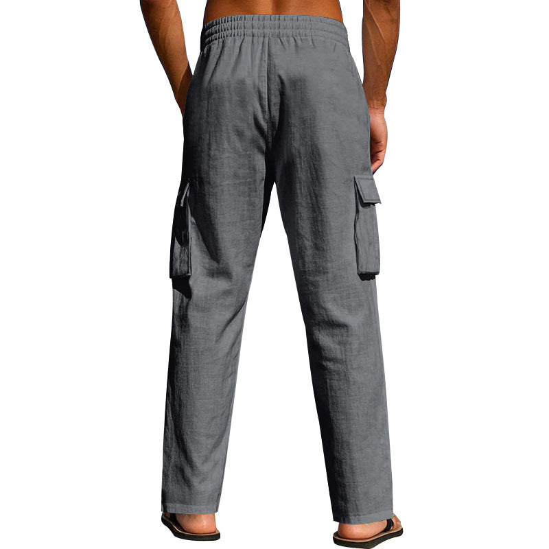 Men's loose cargo leisure pants with elastic drawstring waistband and multiple pockets Mune Fashion