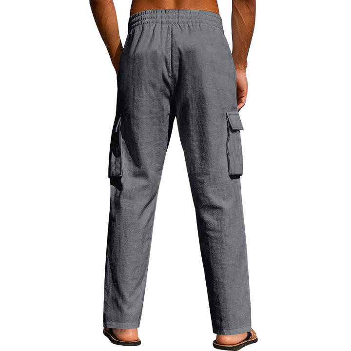 Men's loose cargo leisure pants with elastic drawstring waistband and multiple pockets Mune Fashion