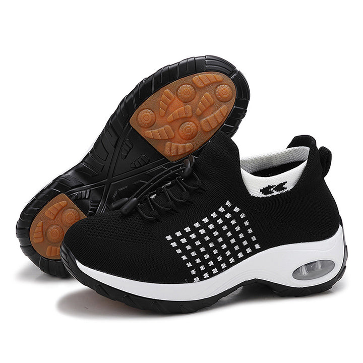 Women's breathable knitted platform sneakers with air cushion support and elastic shaft Mune Fashion
