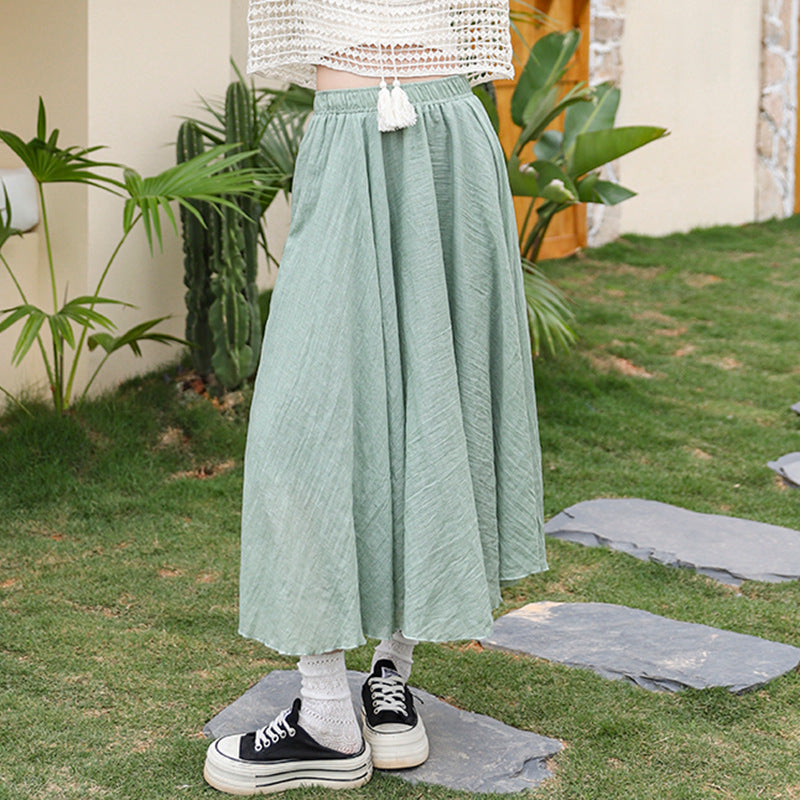 Women's flowing midi maxi skirt with elasticated waistband and elegant circle shape Mune Fashion