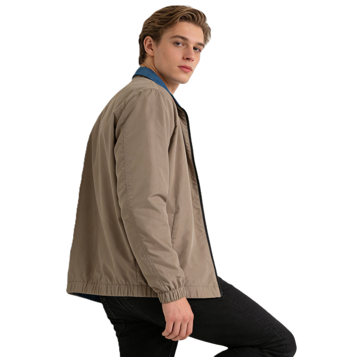 Men's Lightweight Bomber Jacket with Reversible Option and Two-Way Zipper Mune Fashion