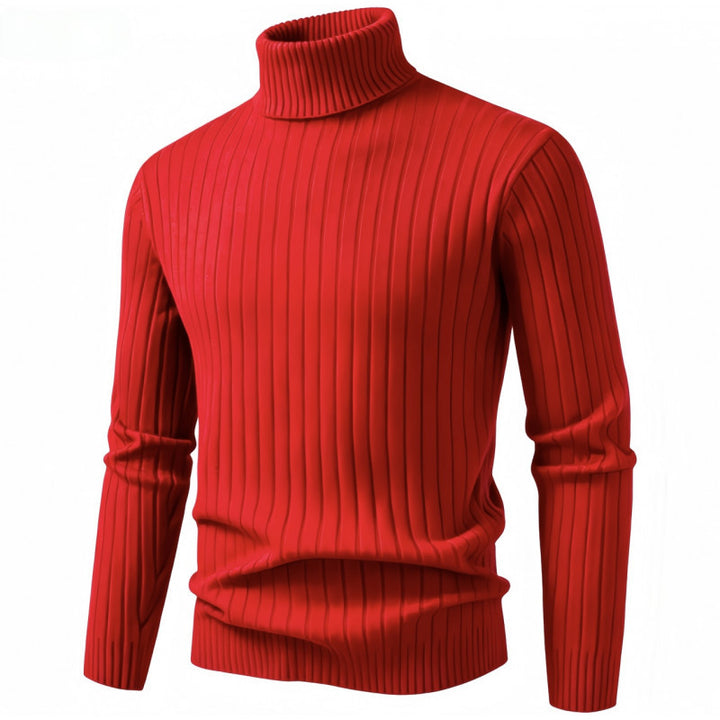Men's fitted turtleneck sweater in ribbed fine knit Mune Fashion