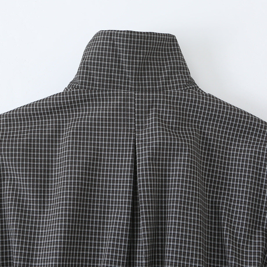 Women’s short jacket in checkered utility bomber with high stand collar and drawstring waist Mune Fashion