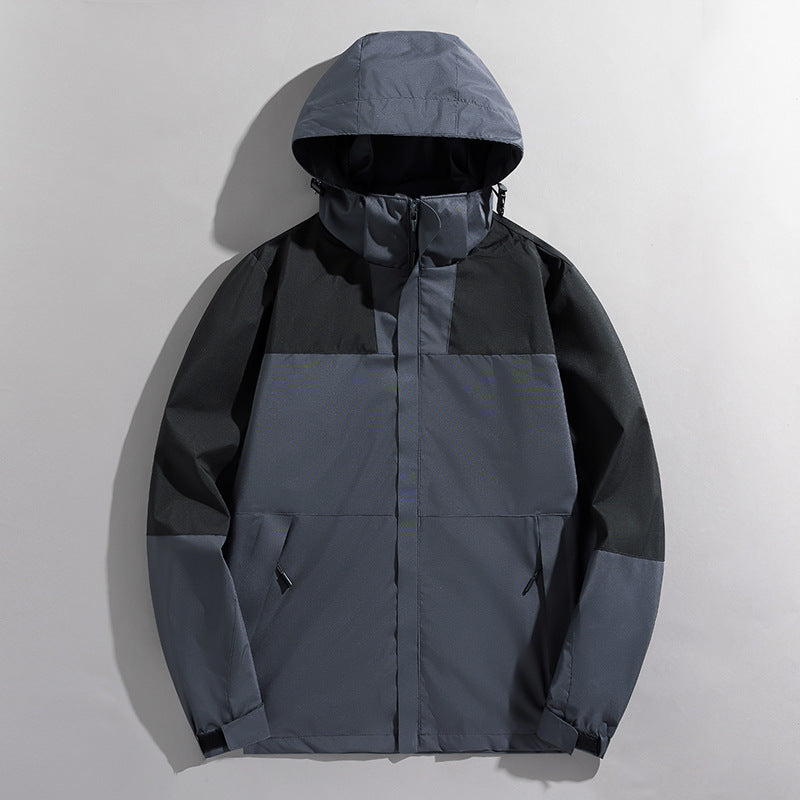 Men's two-layer technical hooded outdoor jacket with high closing stand-up collar and adjustable hood Mune Fashion