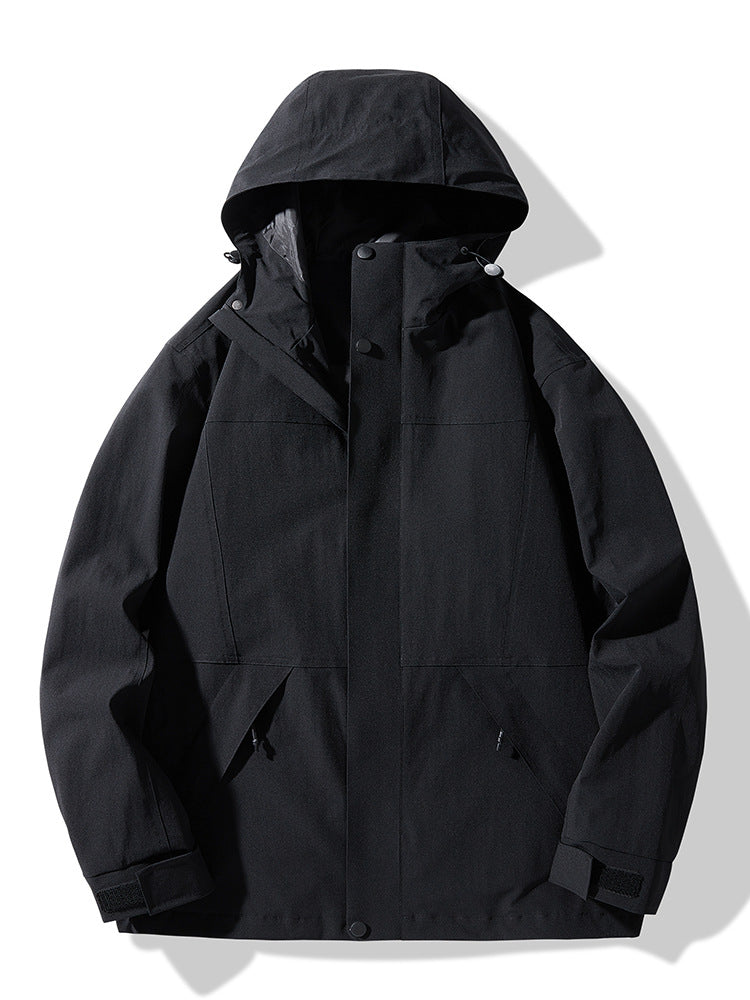 Men's Technical Colorblock Softshell Rain Jacket with Adjustable Hood Mune Fashion