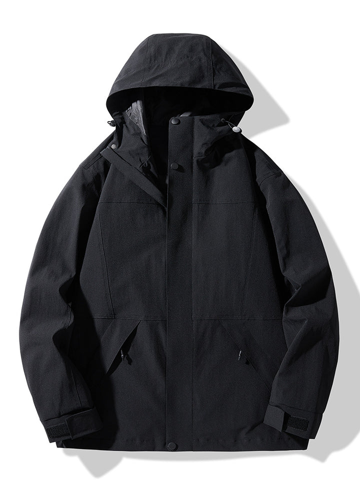Men's Technical Colorblock Softshell Rain Jacket with Adjustable Hood Mune Fashion