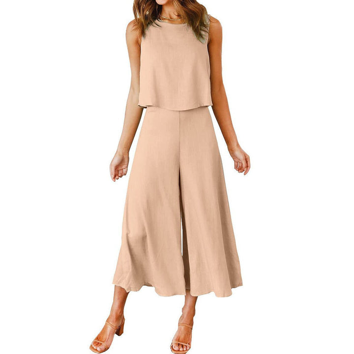 Women Airy Jumpsuit with Flowing Leg and Sleeveless Design Mune Fashion