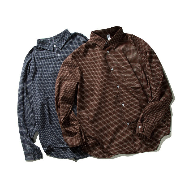 Men's Oversized Checkered Long Sleeve Shirt with Chest Pocket Mune Fashion