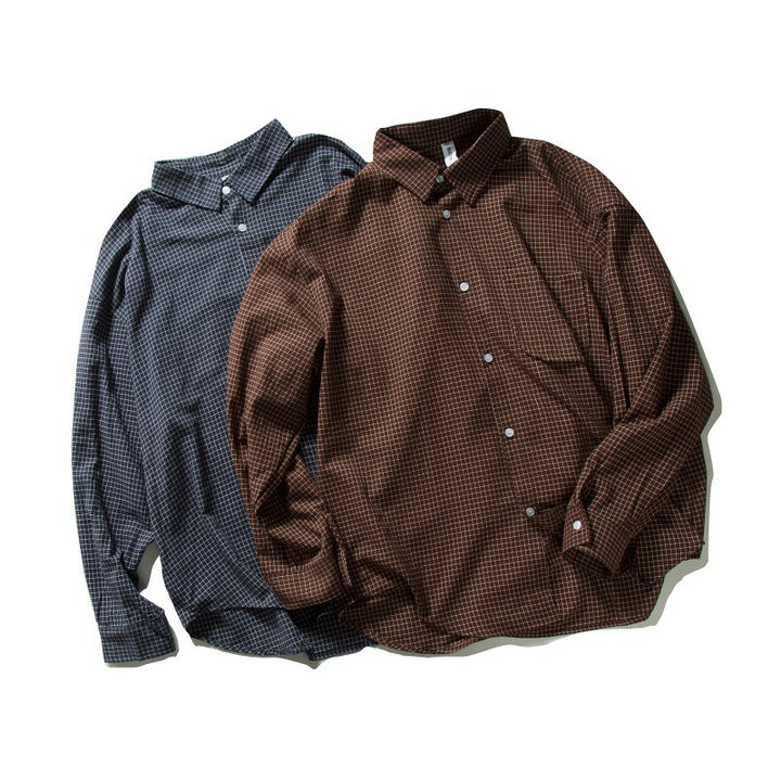 Men's Oversized Checkered Long Sleeve Shirt with Chest Pocket Mune Fashion