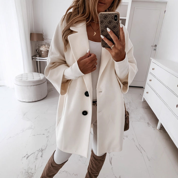 Women's nan kastiger oversized short coat with falling lapel collar and concealed side pockets Mune Fashion