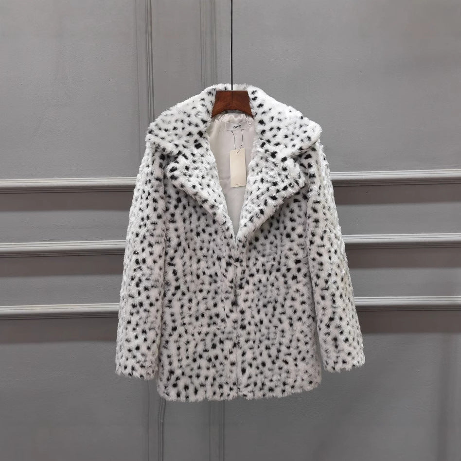 Ladies Luxury Faux Fur Jacket In Leopard Print Mune