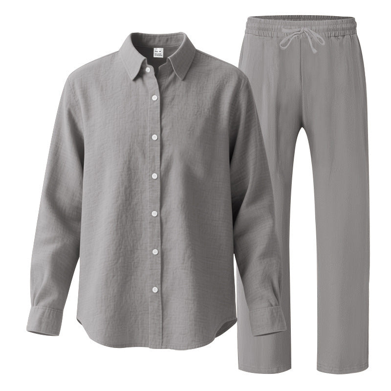 Women's comfortable lounge set with oversized shirt blouse and elastic drawstring pants Mune Fashion
