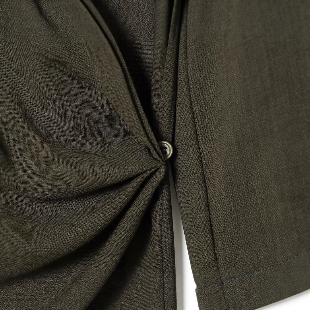 Women nan wrap blouse with shirt collar, asymmetrical pointed hem and knot closure Mune Fashion
